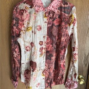 Cino Women’s Boho Paisley Floral Patchwork Cotton Blouse XS